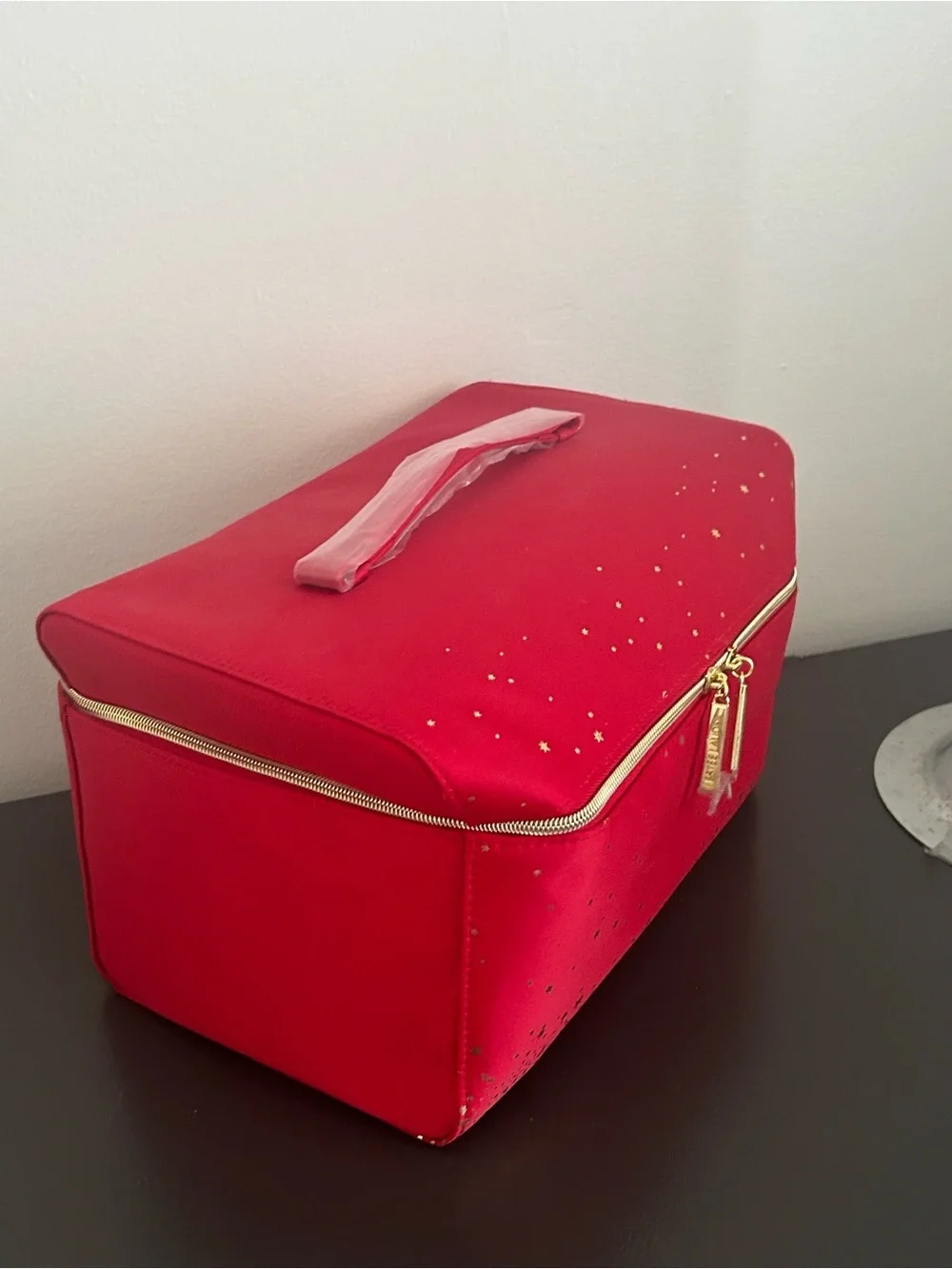 Estée Lauder Red Cosmetic Train Case Makeup Travel Organizer Vanity Ba